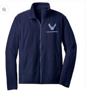 USAF Air Force full zip fleece jacket navy medium Made in the USA